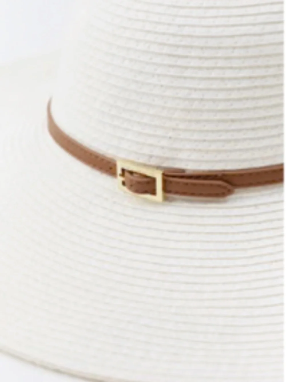 Melissa Odabash Jemima Floppy Wide Brim Hat, White and Tan Leather Trim - Picture 4 of 14